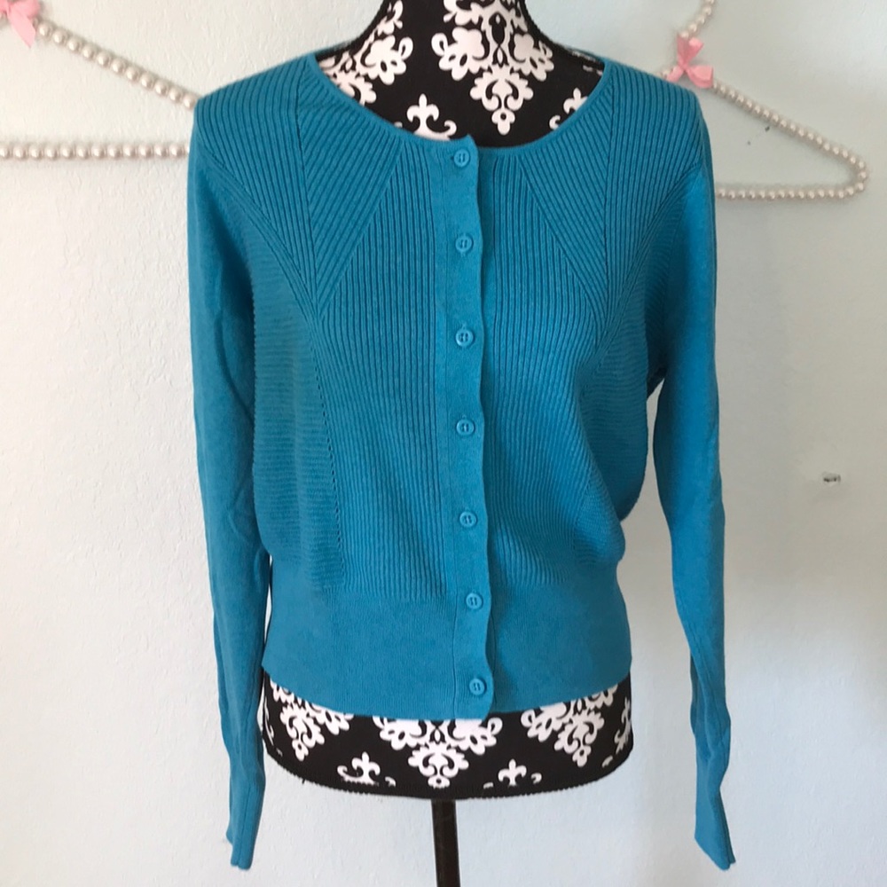 NWOT Beautiful Aqua “Darby Cardigan”